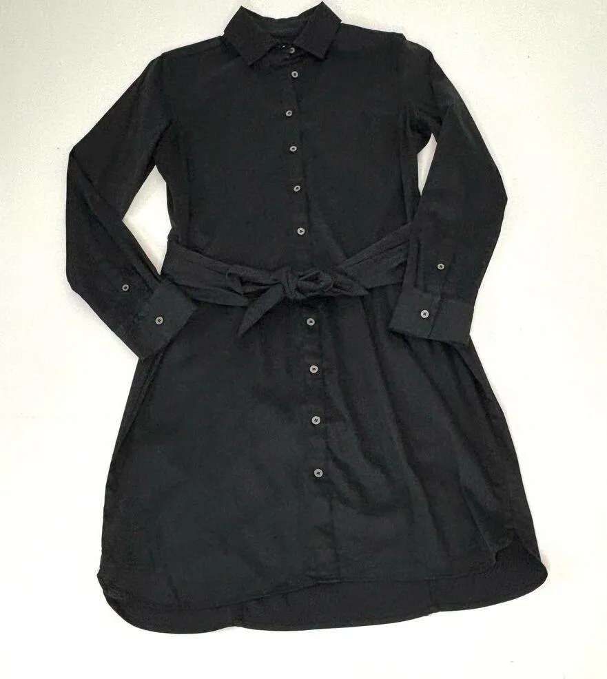 Untuckit Angelina Black Button Down Long Sleeve Waist Tie Shirt Dress 2 - Image 6