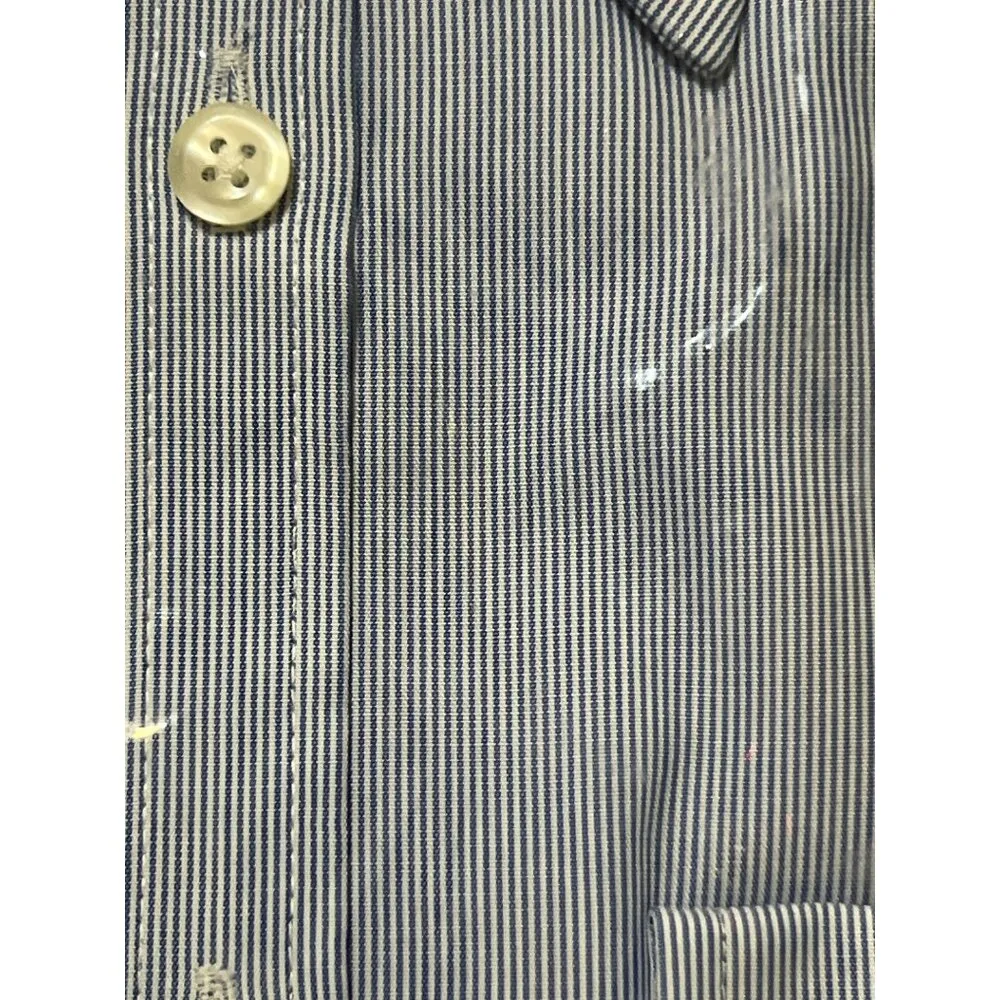 Van Heusen For Her Blue Crystal Striped Long Sleeve Button Up Shirt Sz L NWT - Image 2