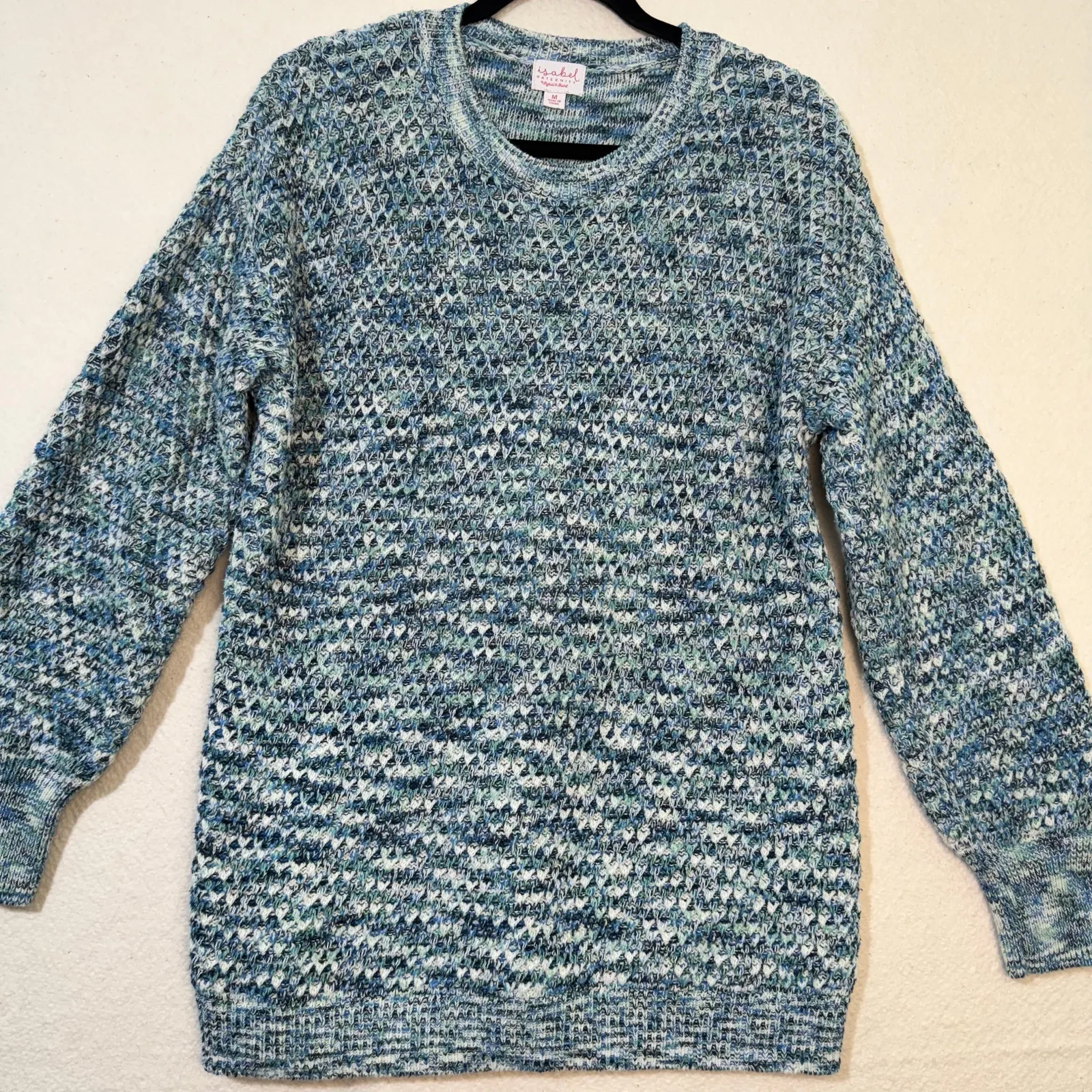 Isabel Maternity by Ingrid & Isabel Blue Space Dye Texture Knit Sweater Medium - Image 1