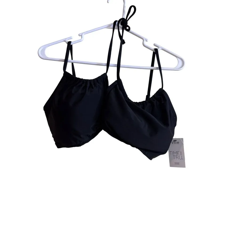 Time And Tru Womens Solid Keyhole Plus Top With Adjustable Straps & Back Closure Black Size 1X - Image 2