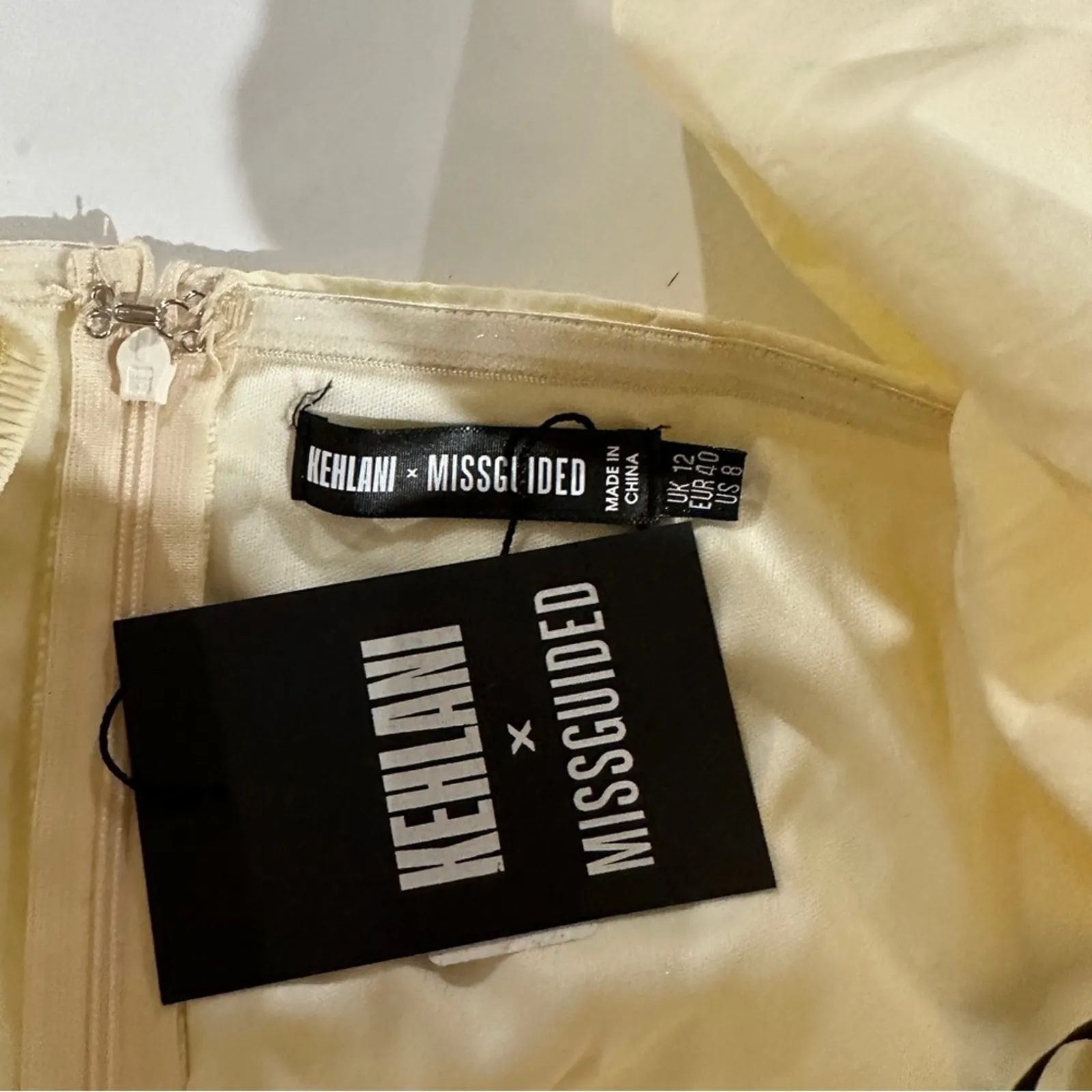 Kehlani x Missguided Off White Cream Corset Detail Bardot Mini Dress‎ Size 8 - Image 5