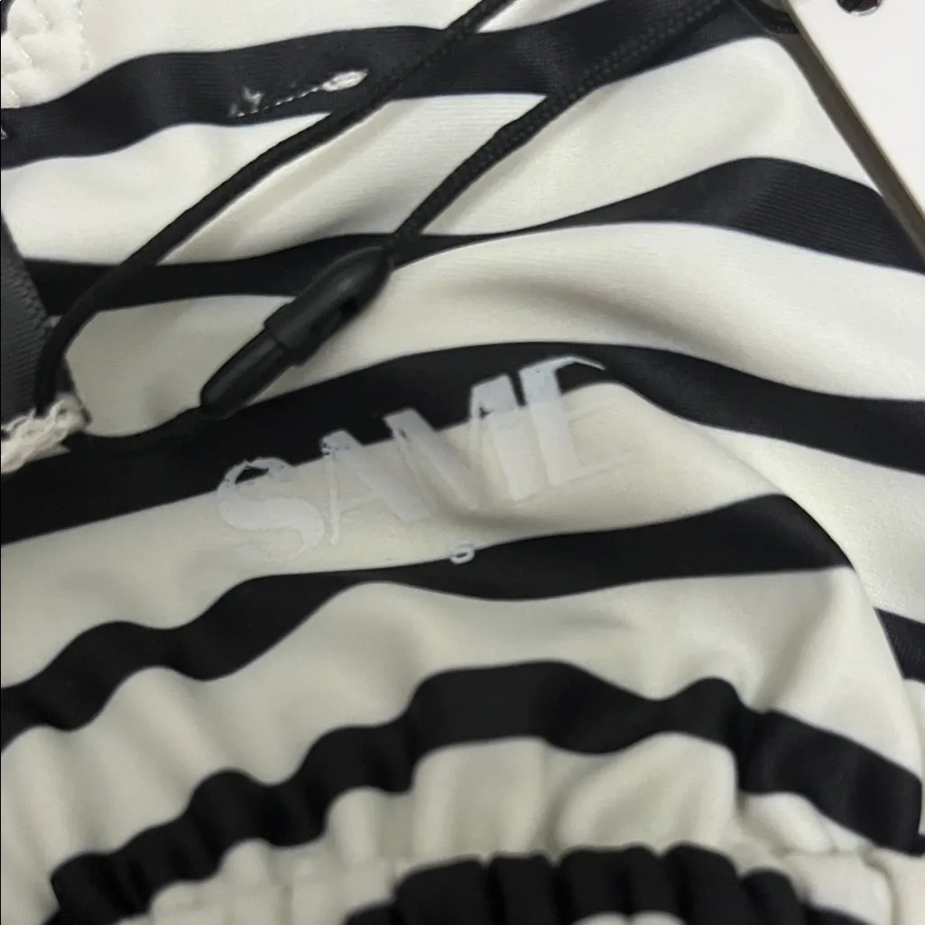 SAME Bikini Striped Black and White Set - Image 6