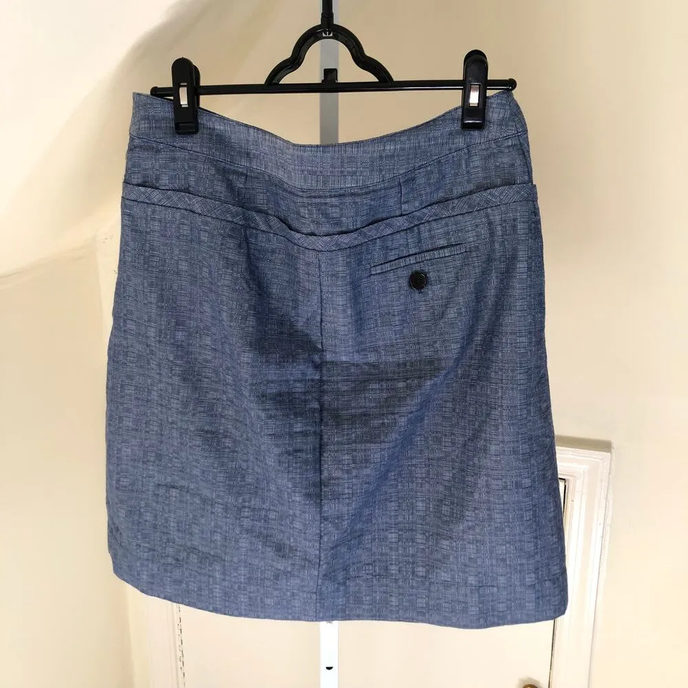 Derek Lam EUC Women's Organic Cotton Pleated Indigo Blue Chambray Skirt 10 - Image 5