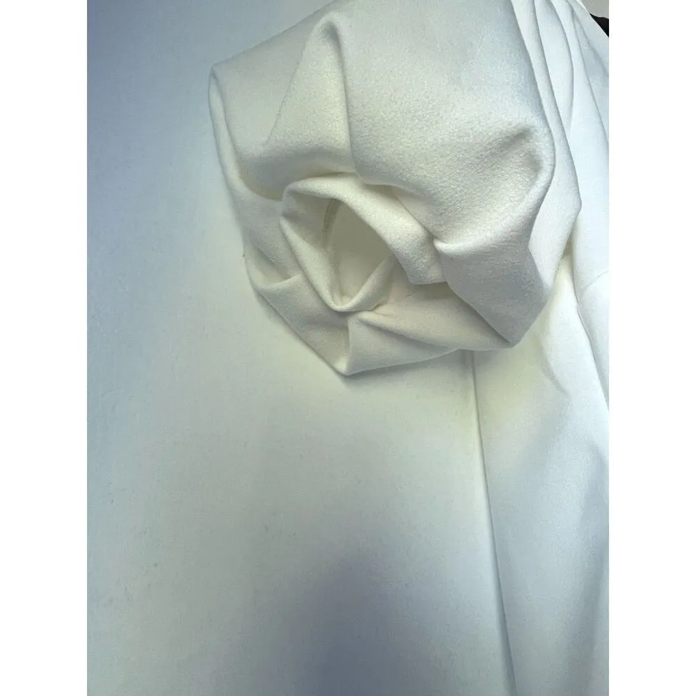 Womens white large blouse solid fresh short sleeve top casual L - Image 6