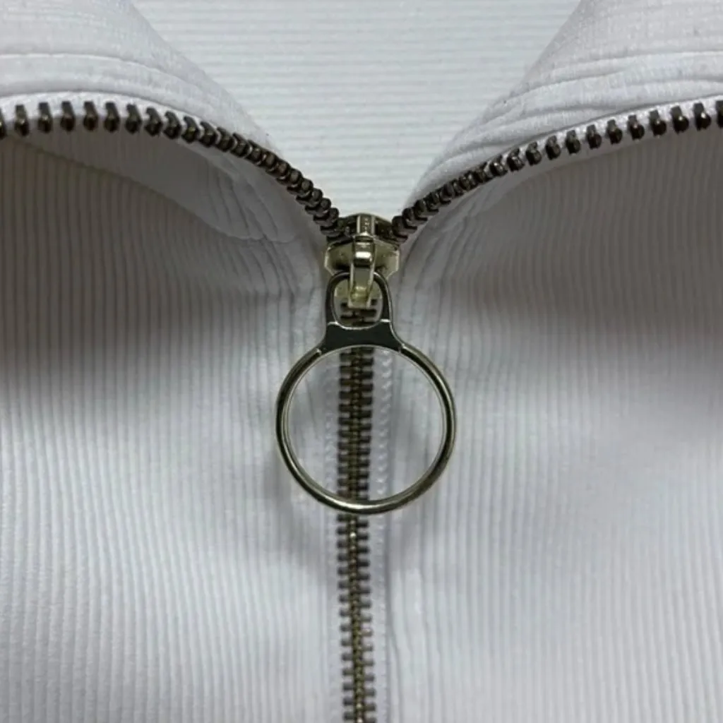 Varley Vine Half Zip  Pullover Ottoman Rib Knit Oversized Spread Collar Ivory - Image 5