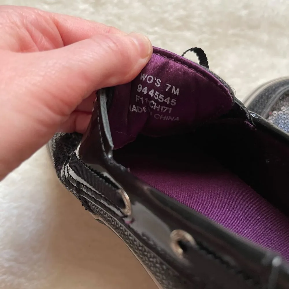 Black Sequin Sperry Top Sider Shoes - Image 5