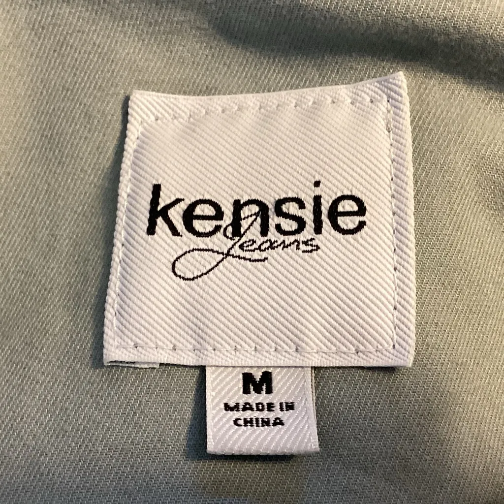 KENSIE JEANS WOMENS FITTED UTILITY JACKET CADET STYLE SIZE MED DENIM COTTON SZ M Green - Image 9