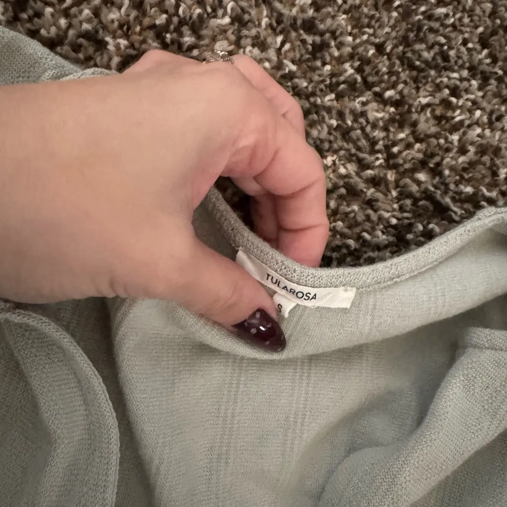 Tularosa Olivia Owen Pointelle Knit Set Cardigan Flare Pants Size XS NWOT Green - Image 8