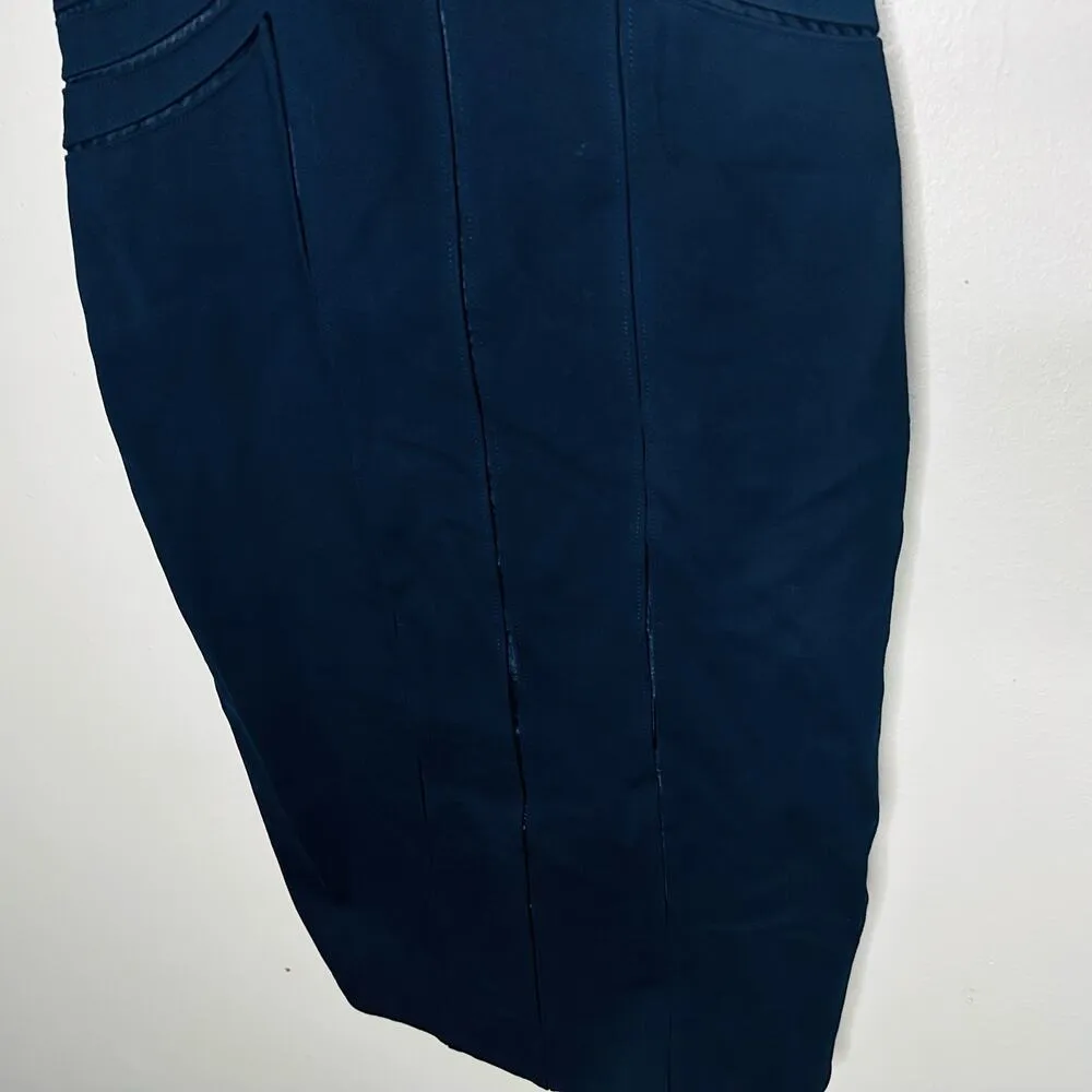 CATHERINE DEANE Navy Oralia Cap Sleeves Square Neckline Sheath Mini Dress Size 4 - Image 12