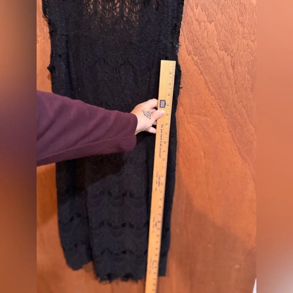 Free People Lace‎ Daydream Bodycon Slip Dress Black size L - Image 11