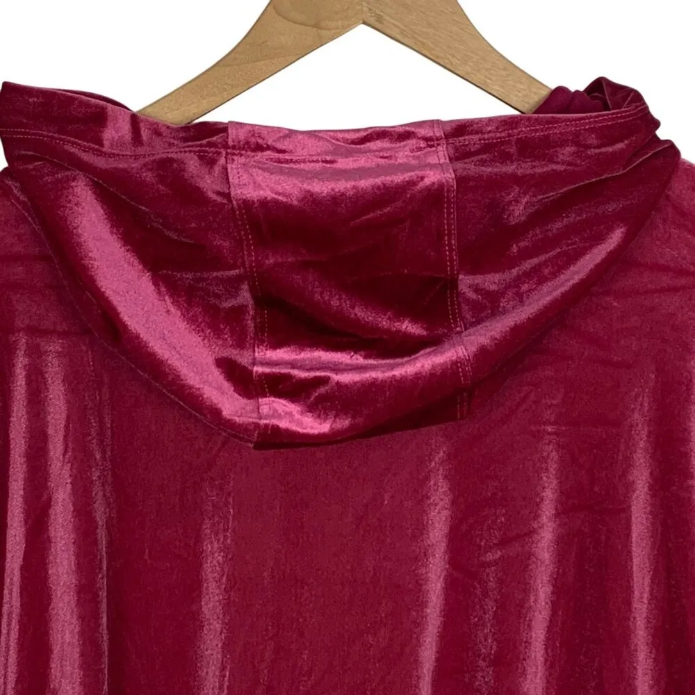 Womens Velour Y2K Plus Size 26/28W Burgundy Zip - Image 4