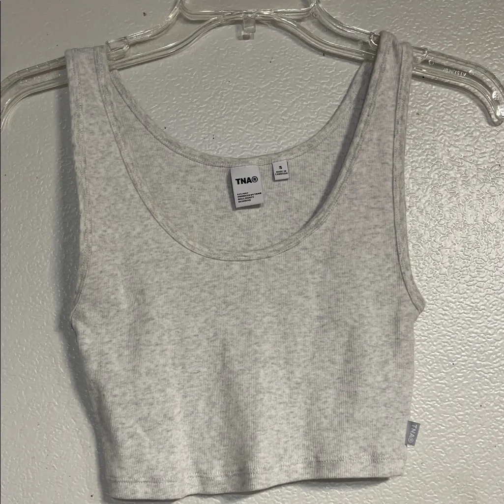 TNA ARITZIA RIBBED CROPPED TANK HEATHERED GRAY SMALL - Image 2