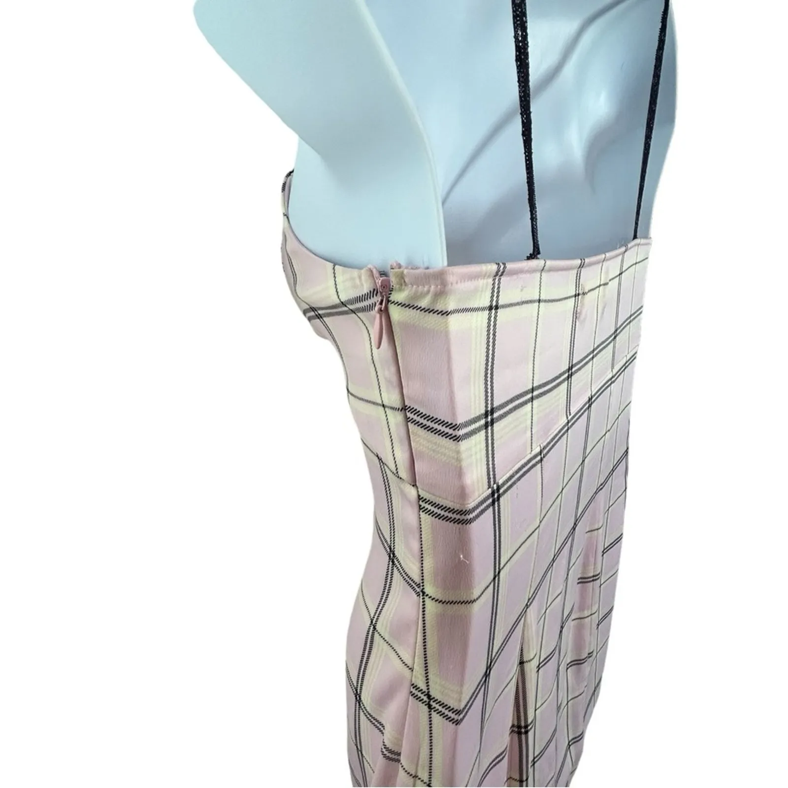 Urban Outfitters Cher Pink Plaid Maxi Slip Dress Lace Straps Size M - Image 11