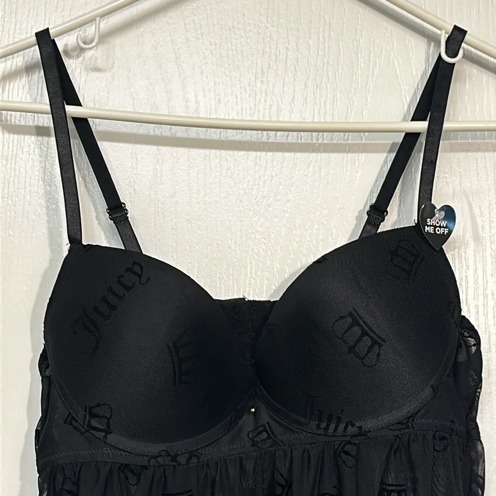 Juicy Couture Sheer Black Lingerie Teddy Babydoll Set Size Large NWT #7787 - Image 3