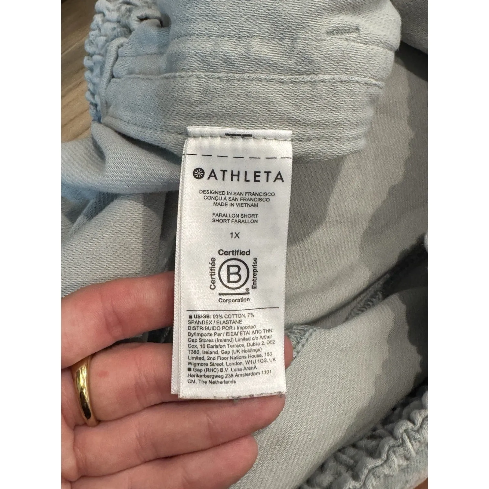 Womens Athleta Shorts‎ Farallon Lounge Drawstring Cotton High Waisted Blue Sz 1X - Image 4