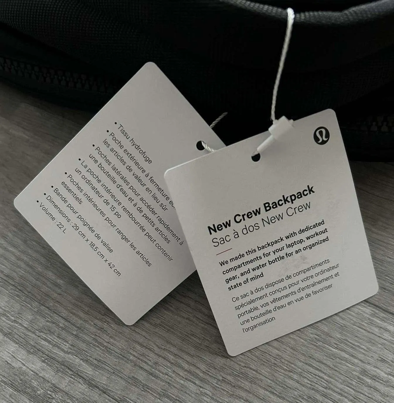 Backpack New Crew Black New With Tags 22L - Image 2