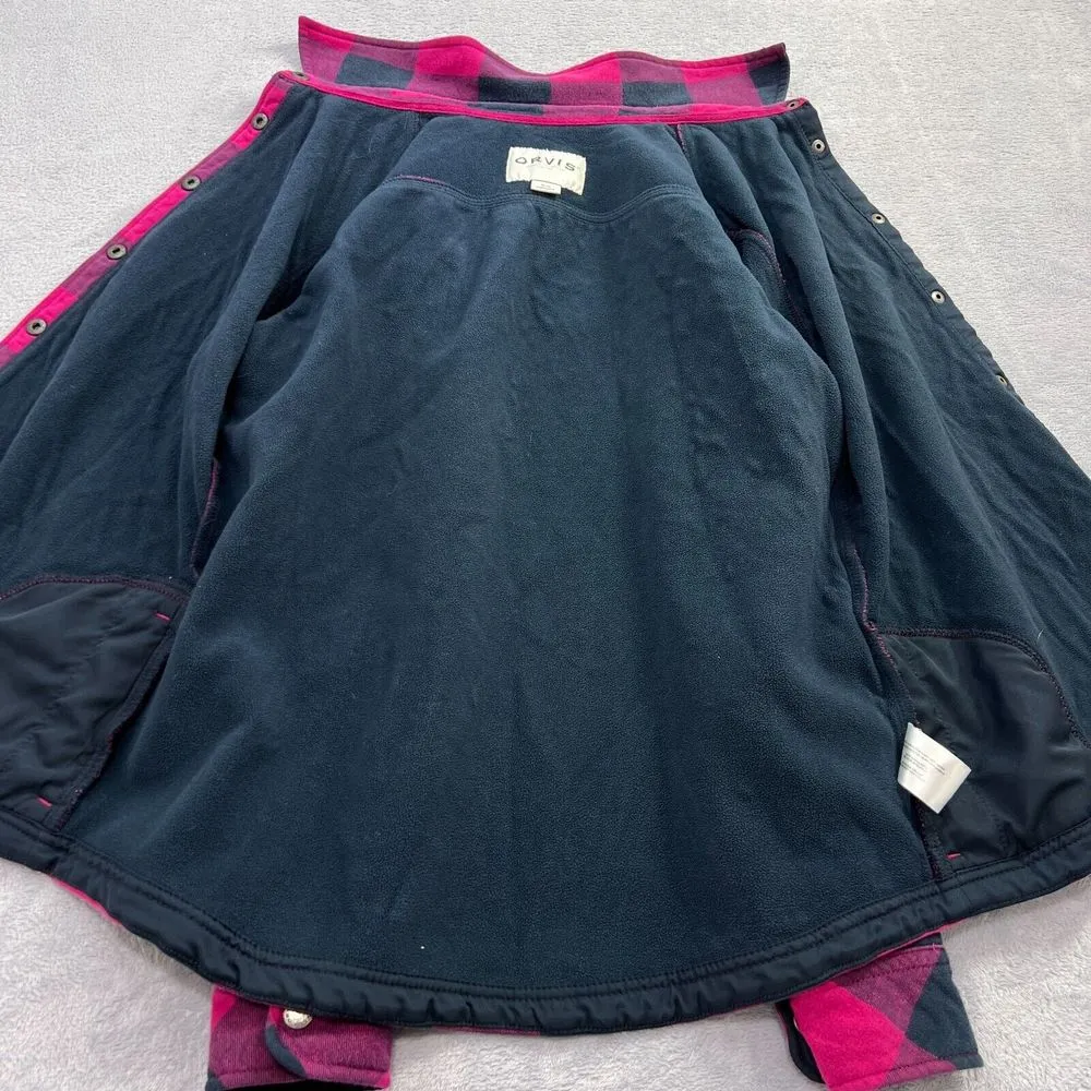 Orvis Fleece Lined Flannel Shirt Jacket Womens Medium Red Black Check Casual - Image 5