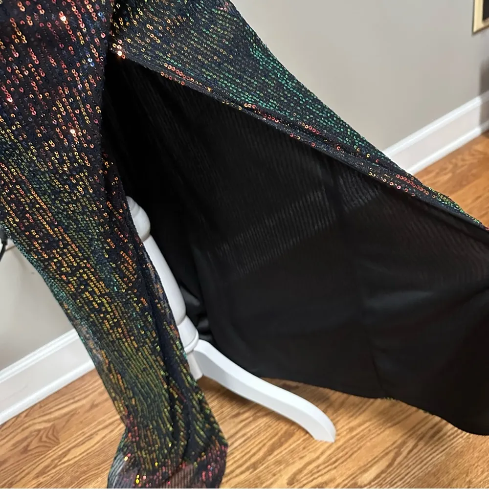 Jump  Gown Juniors Size 5/6 Multicolor Sequined High Slit Iridescent NWT $149 - Image 5