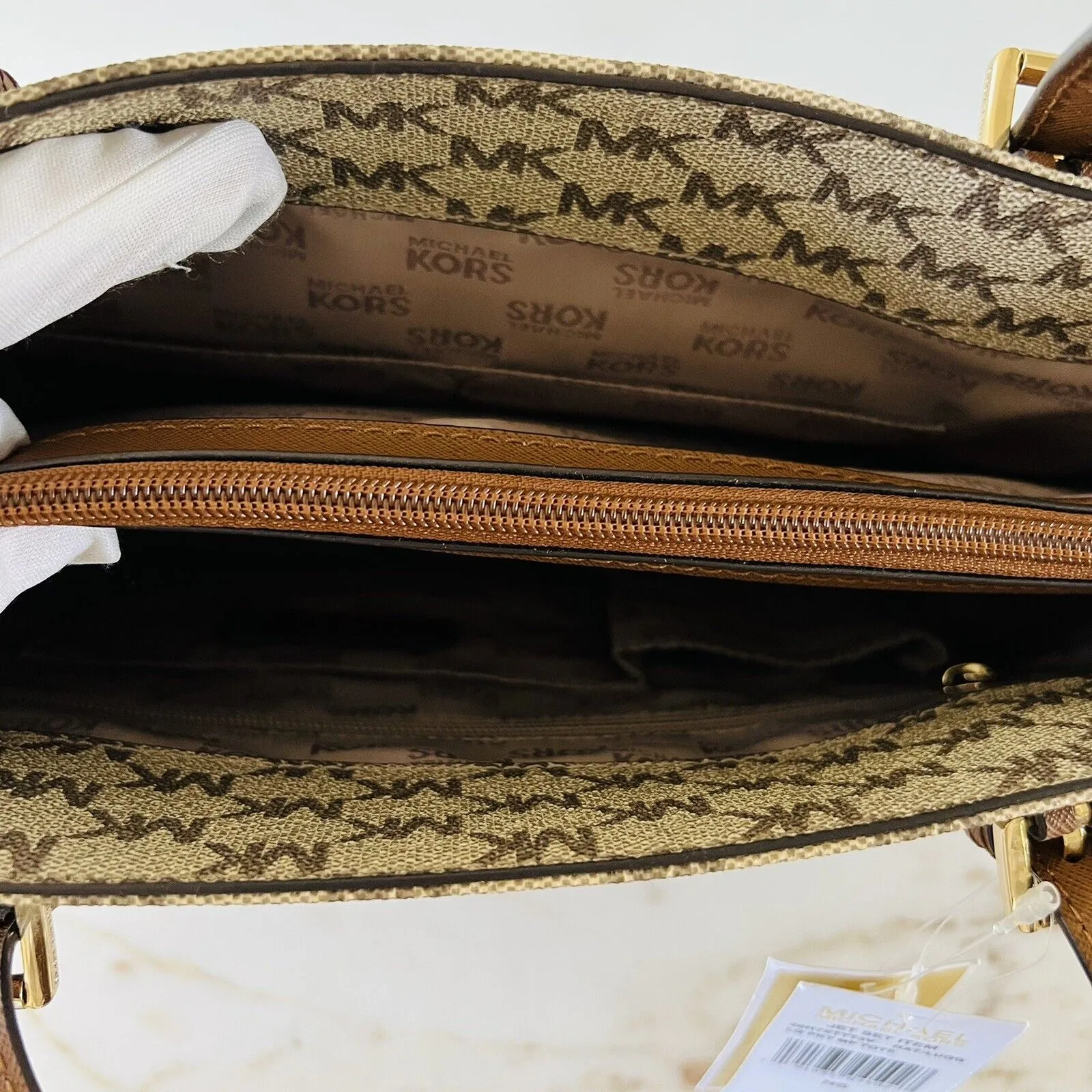 MICHAEL KORS Jet Set Item Natural Luggage Large Pocket Multi Function Tote Bag - Image 7