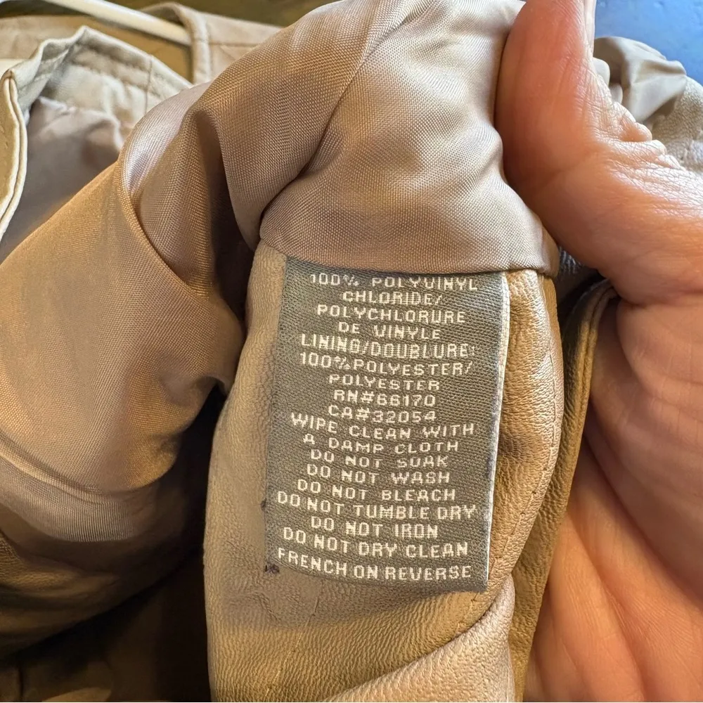 Anthropologie Pins & Needles Tan Hyde Moto Jacket Motorcycle Rocker Metal - Image 9