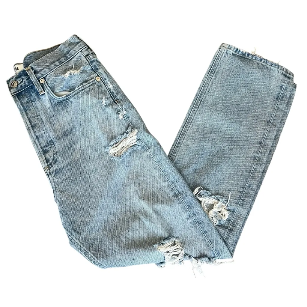 Agolde Women’s 90’s Jean Mid Rise Loose Fit Distressed Jeans Fallout Wash Sz 25 - Image 11