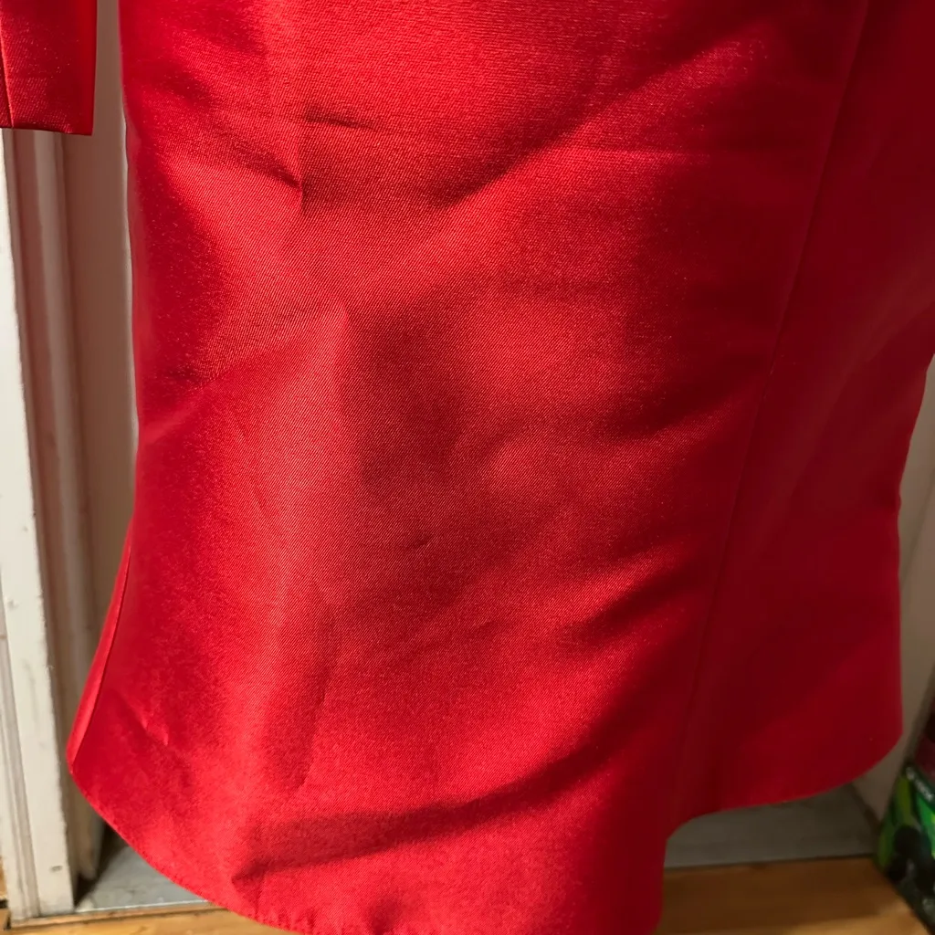 Chic Red Women's Blazer with Silver Accents Size 14 - Image 2