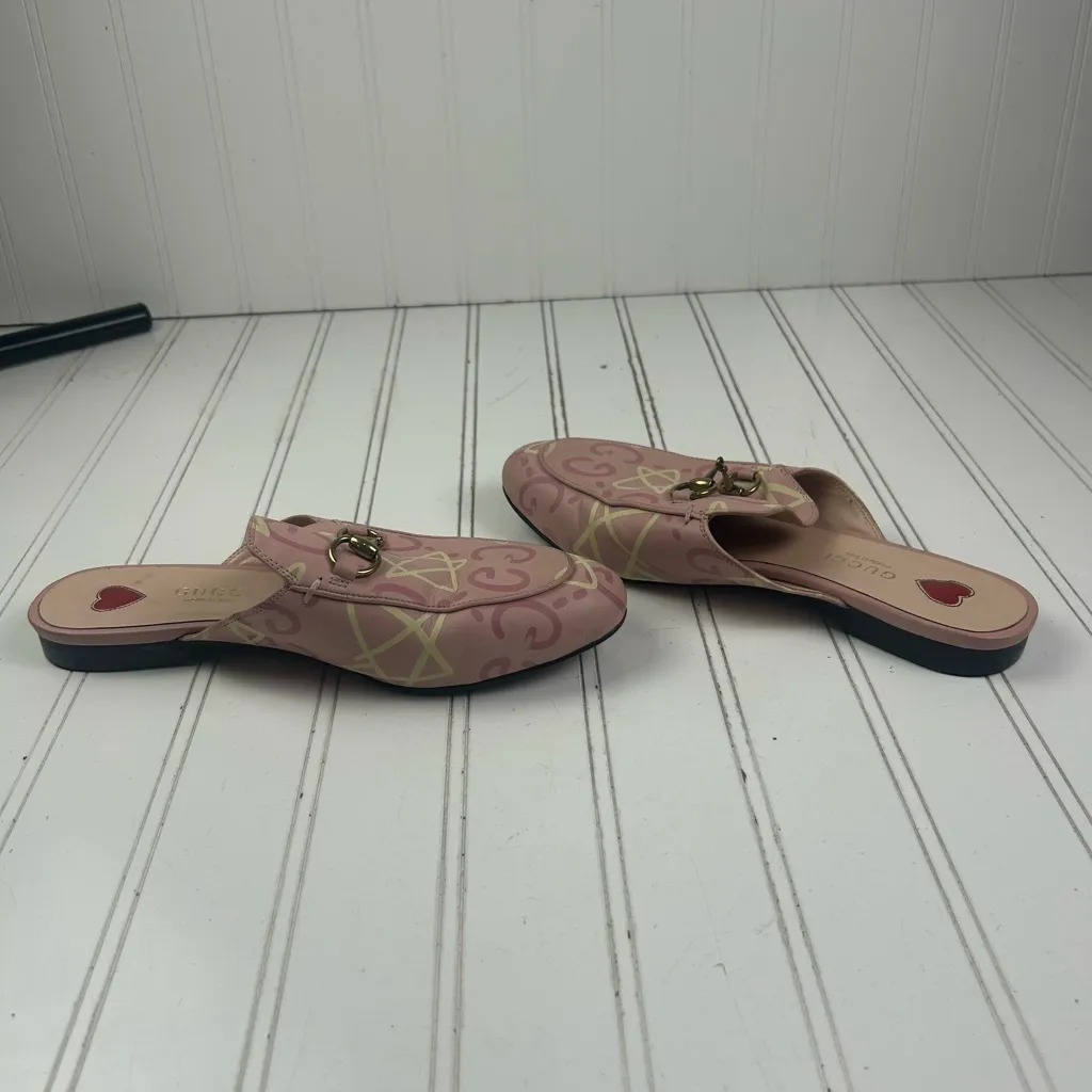 Gucci Horsebit Princetown Pink Graffiti Mules Women’s Size 36 US Size 6 - Image 7