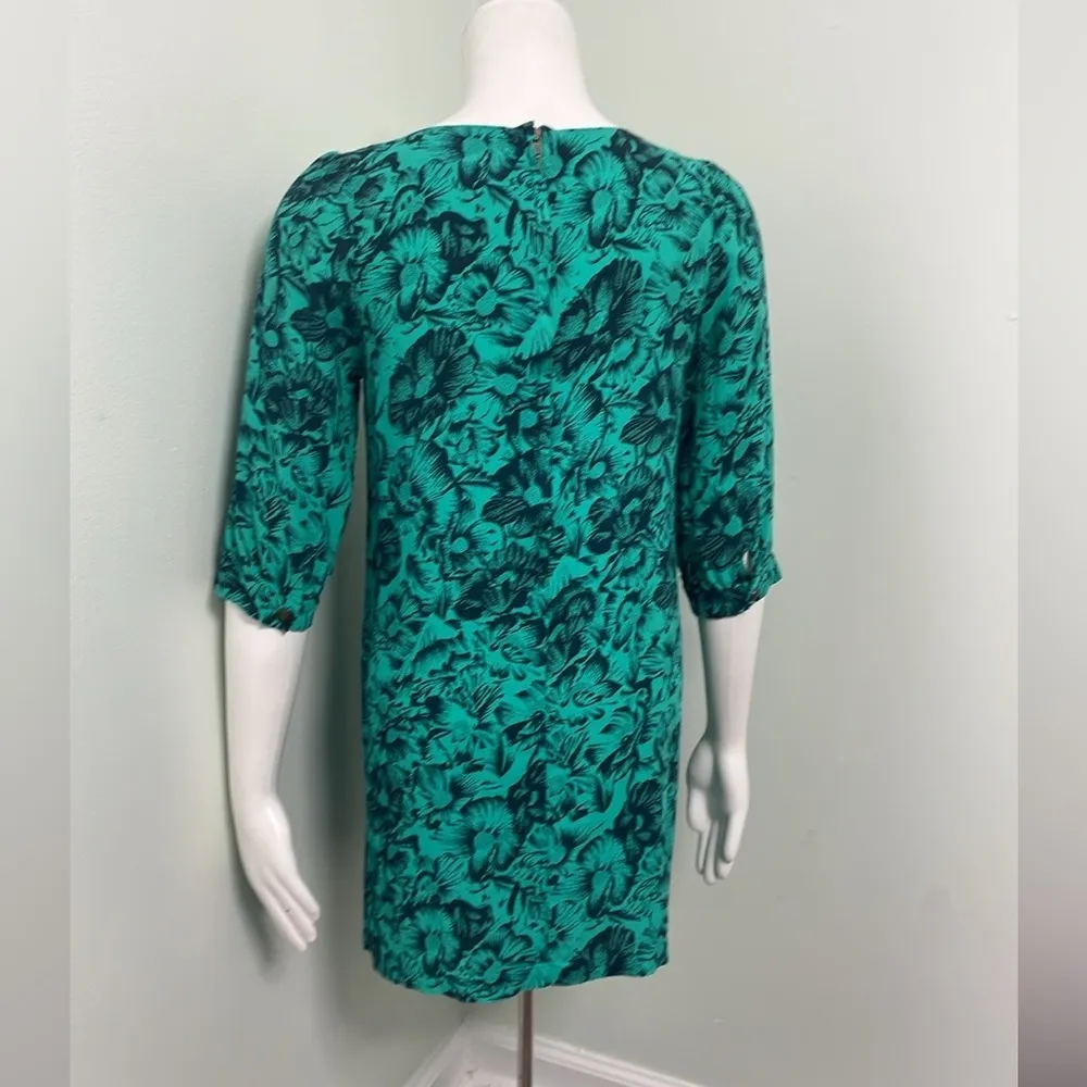 ANTHROPOLOGIE Maeve Rosemary Teal and Navy Floral Mini  dress size 2 - Image 4