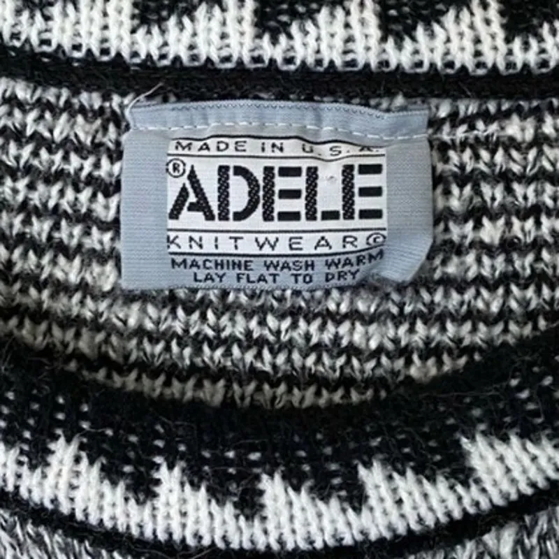 Vintage Adele Knitwear Teal Southwestern Compass Sweater Small Medium Gray - Image 2