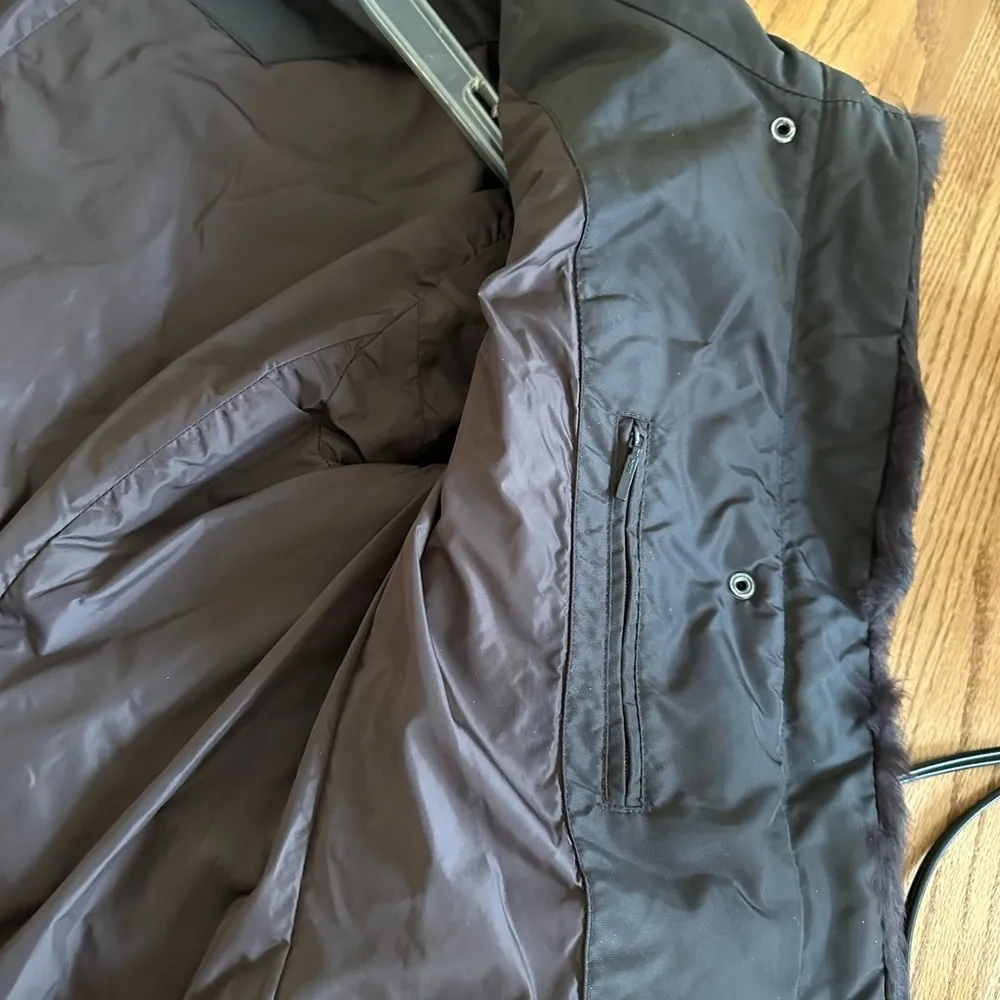 Andrew Marc Chocolate Brown Winter Jacket Oversized Collar Full Zip Faux Fur SzM - Image 9