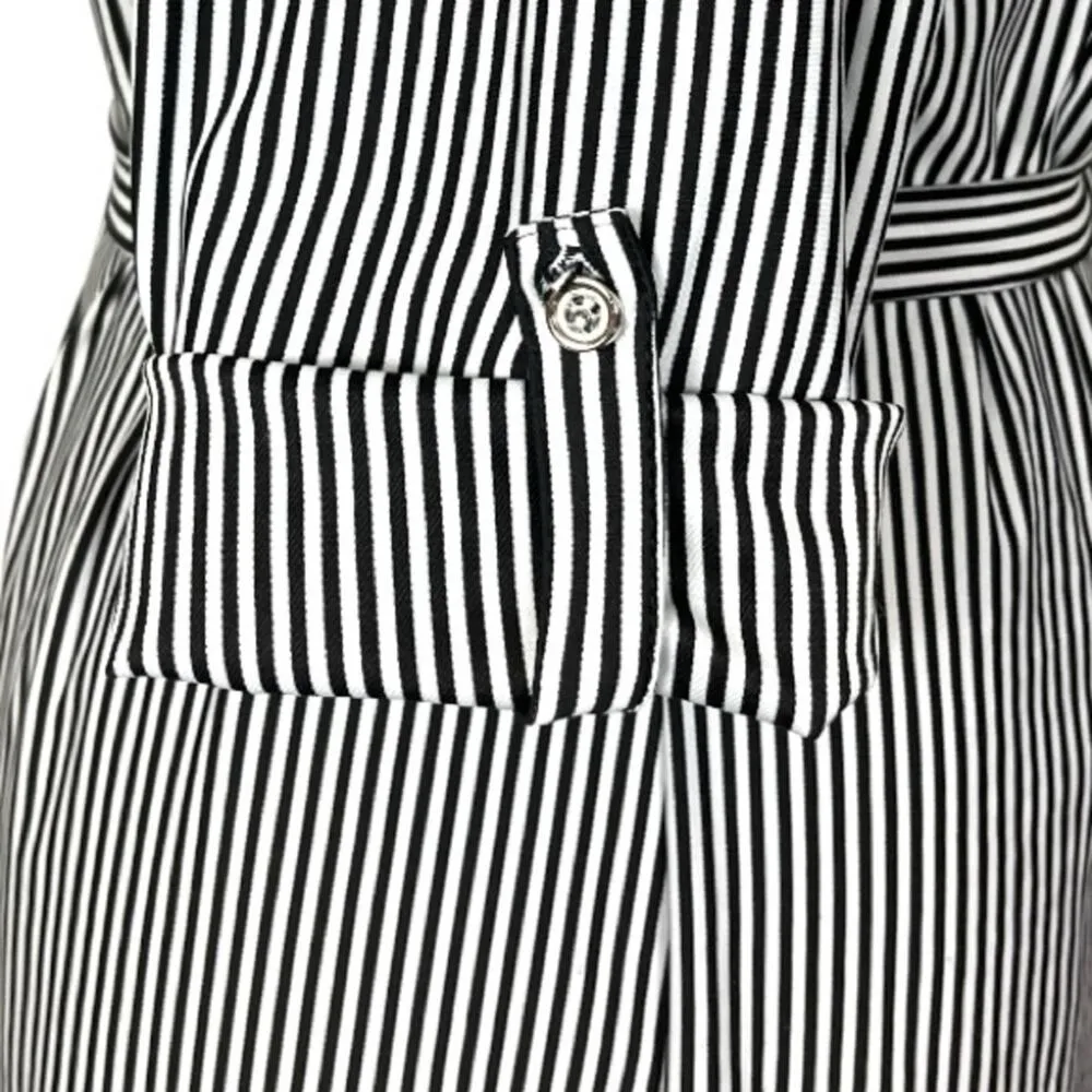 Mlle Gabrielle Shirtdress Belted Tabbed Sleeve Black Stripe Women’s Size Plus 2X - Image 10