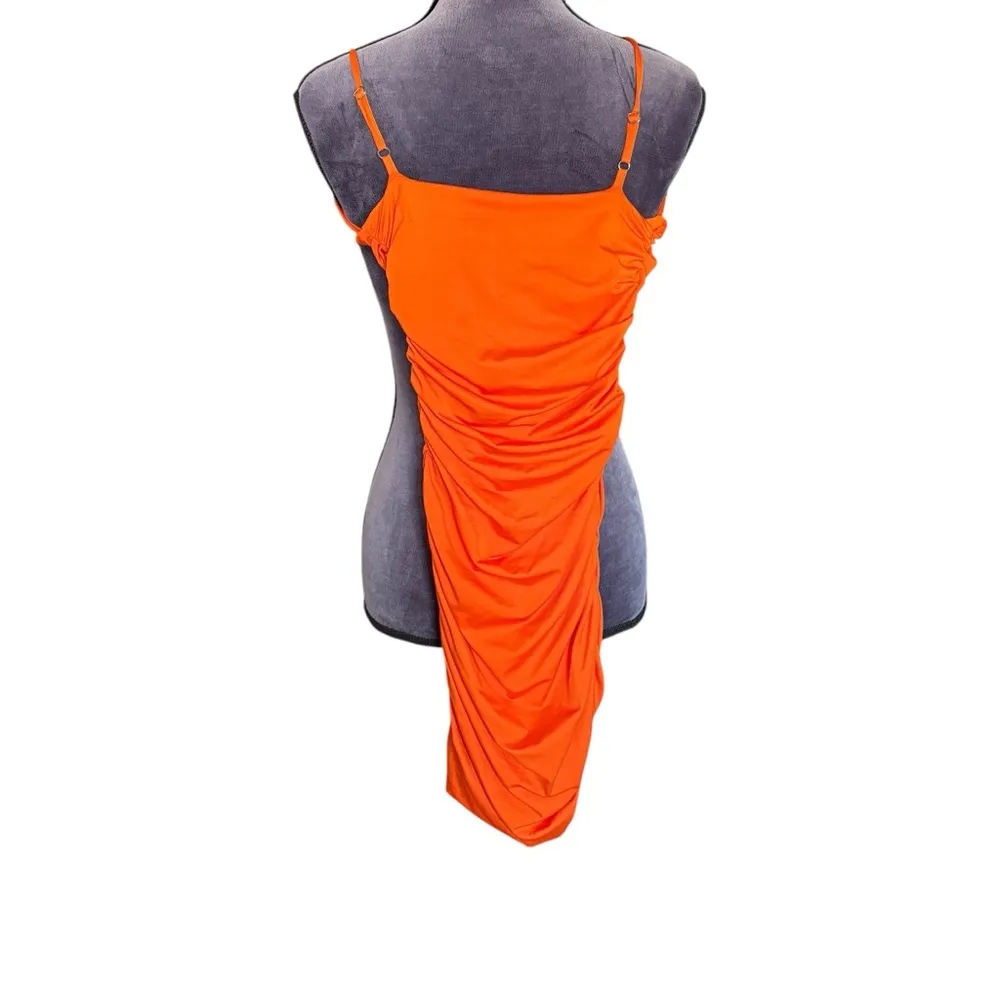 Oh Polly Orange Ruched Mini Dress Size 0 - Image 7