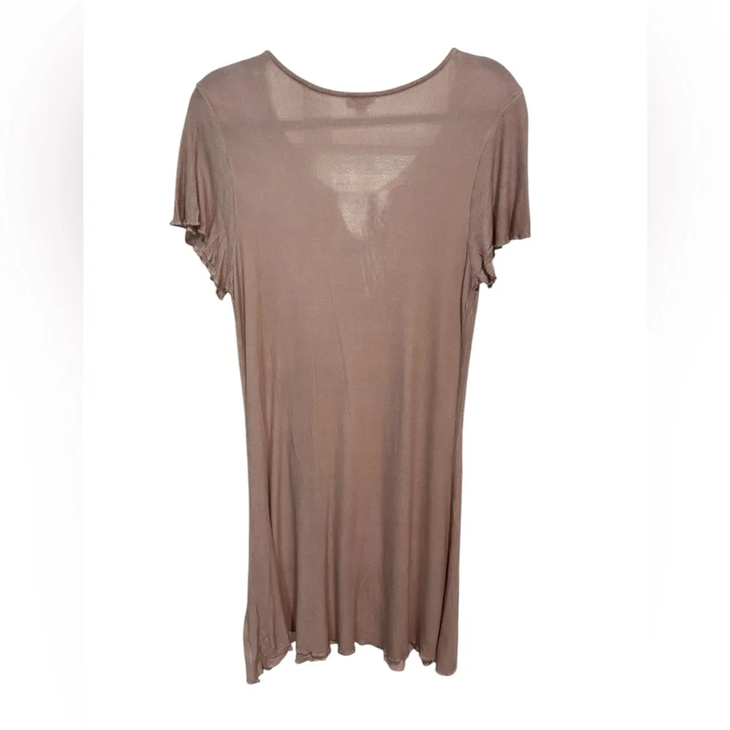 POL Medium Pale Pink Short Sleeve Ribbed Dress‎ - Image 3