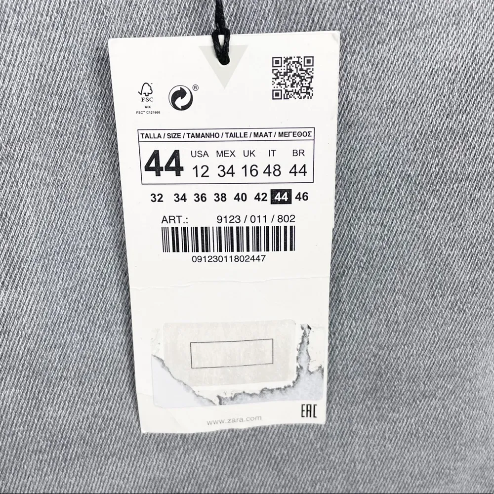 NEW Zara Hi-Rise Ankle Length Vintage Skinny Jeans Grey Denim Size 44 US 12 - Image 7