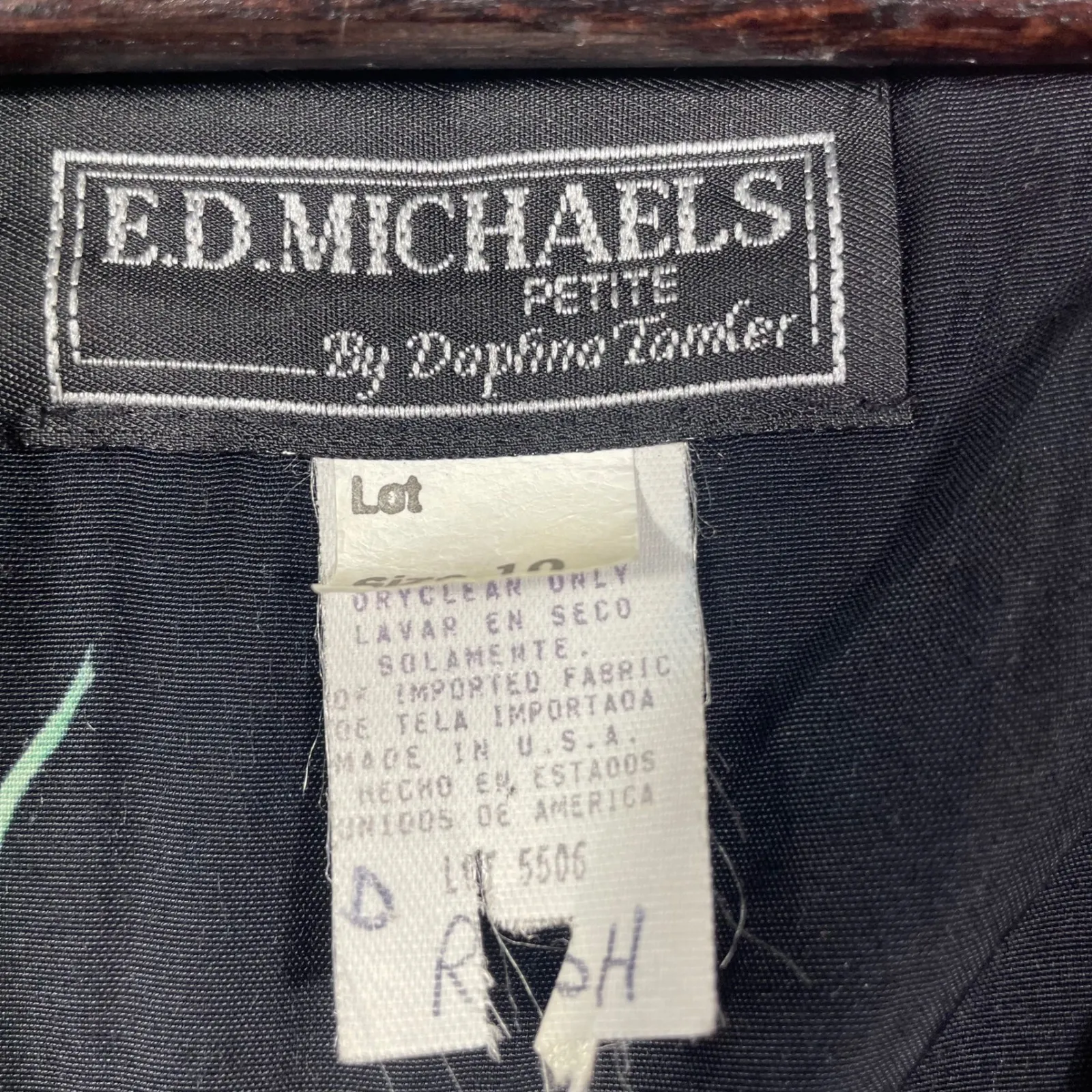 Vintage E.D. Michaels Petite by Dolphin Tandor Maxi Dress Black Floral USA Sz 10 - Image 5