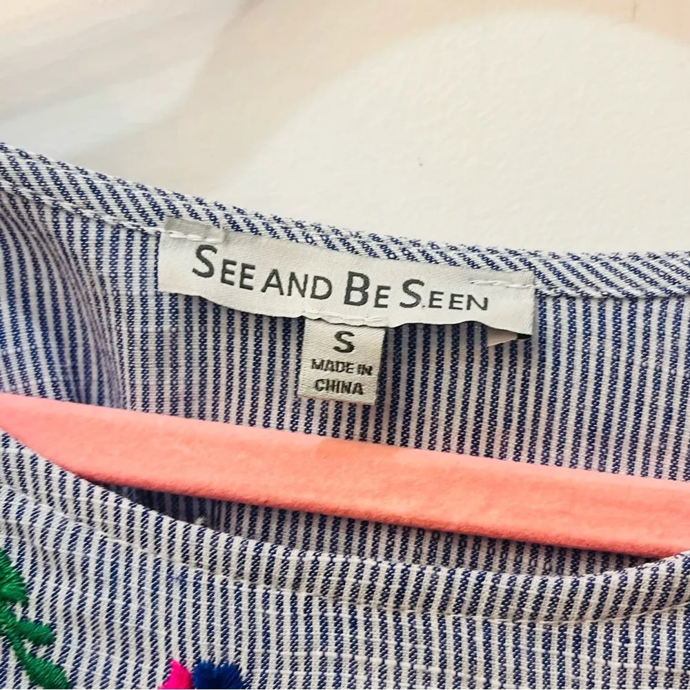 See and Be Seen EMBROIDERY STRIPED DRESS Detail size small floral - Image 4