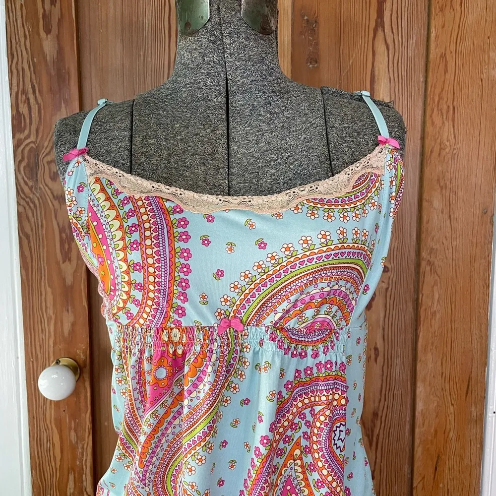 Betseyville Betsey Johnson Vintage Y2K Paisley Bow Detail Slip Dress - Sz XL - Image 3