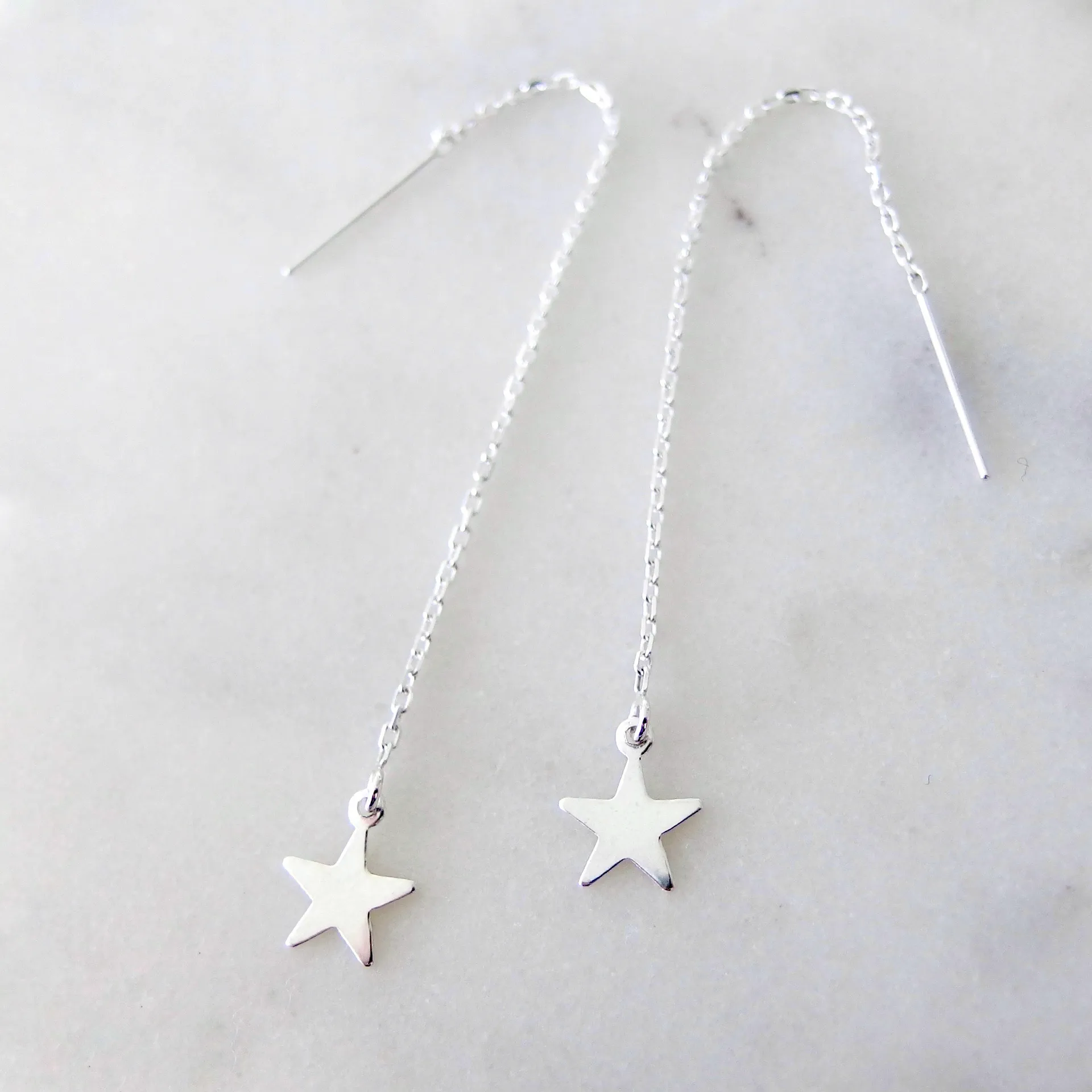 Silver star threader earrings - Image 2