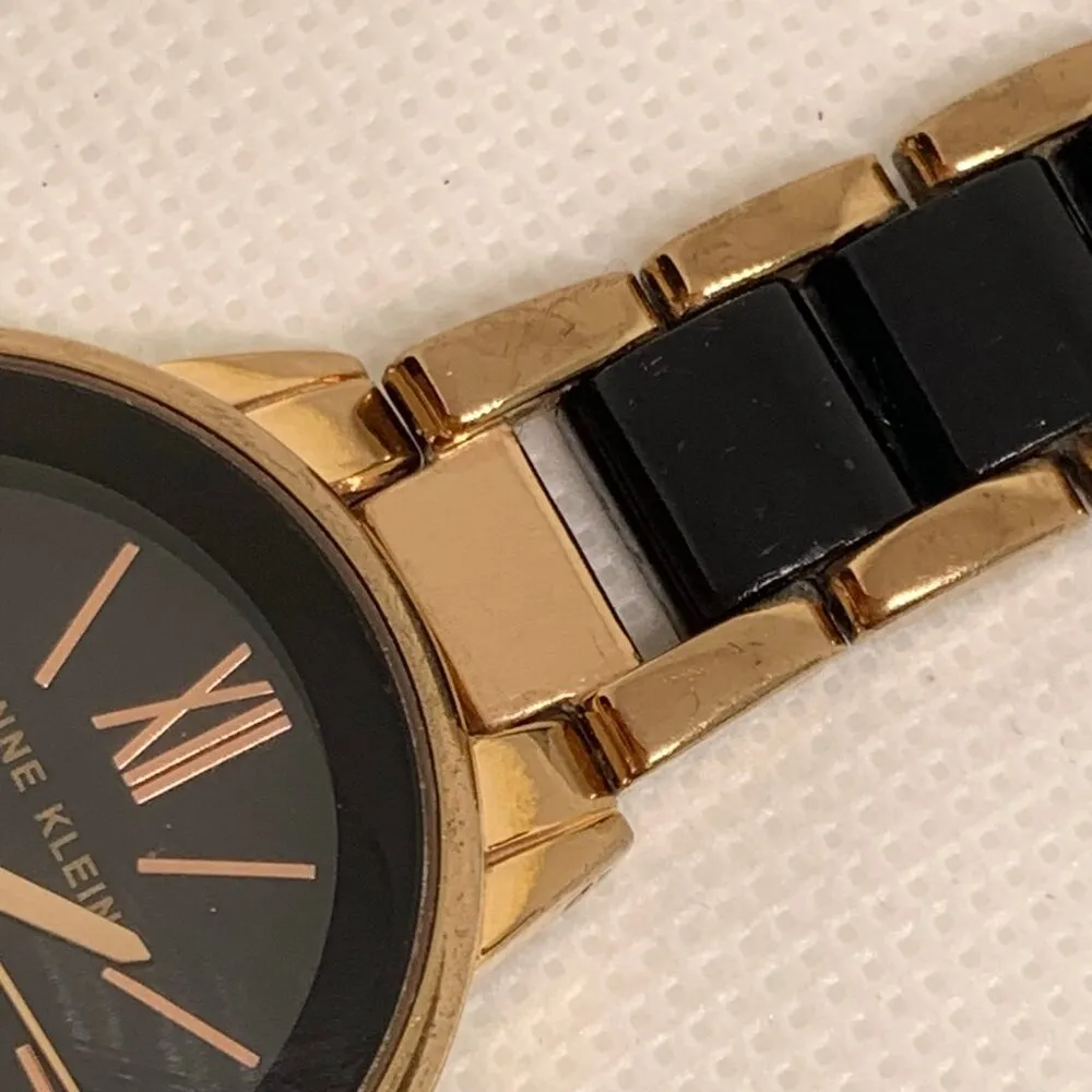 Anne Klein women quartz wrist watch black rose gold tone 32mm running - Image 4