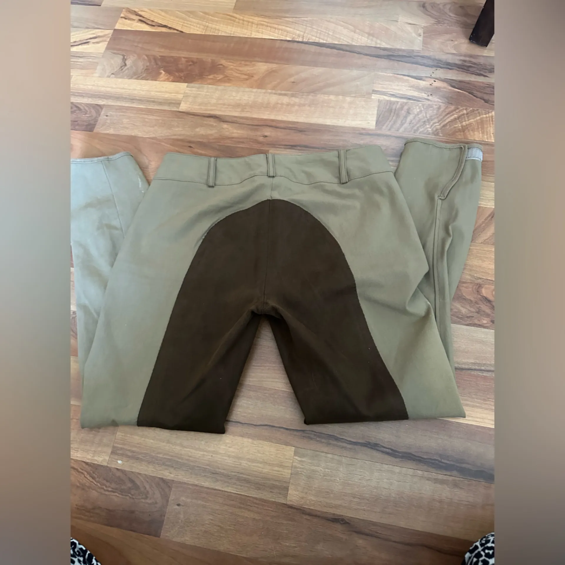 Tuffrider Stylish Women's Tan and Brown Straight-Leg Riding Pants - Image 2