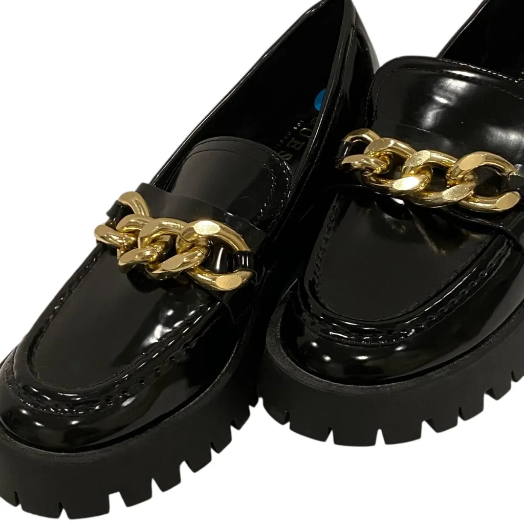 GUESS Hillford Chunky Platform Loafers 7 Black Y2K Lug Chain Link Grunge Preppy - Image 5