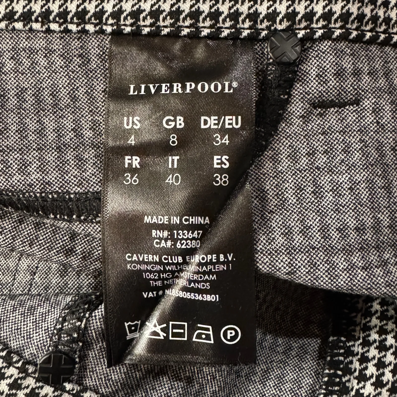 Liverpool SZ 4/27 Skinny Leg Pants Houndstooth Stretch Mid-Rise Zip-Fly Pockets - Image 9