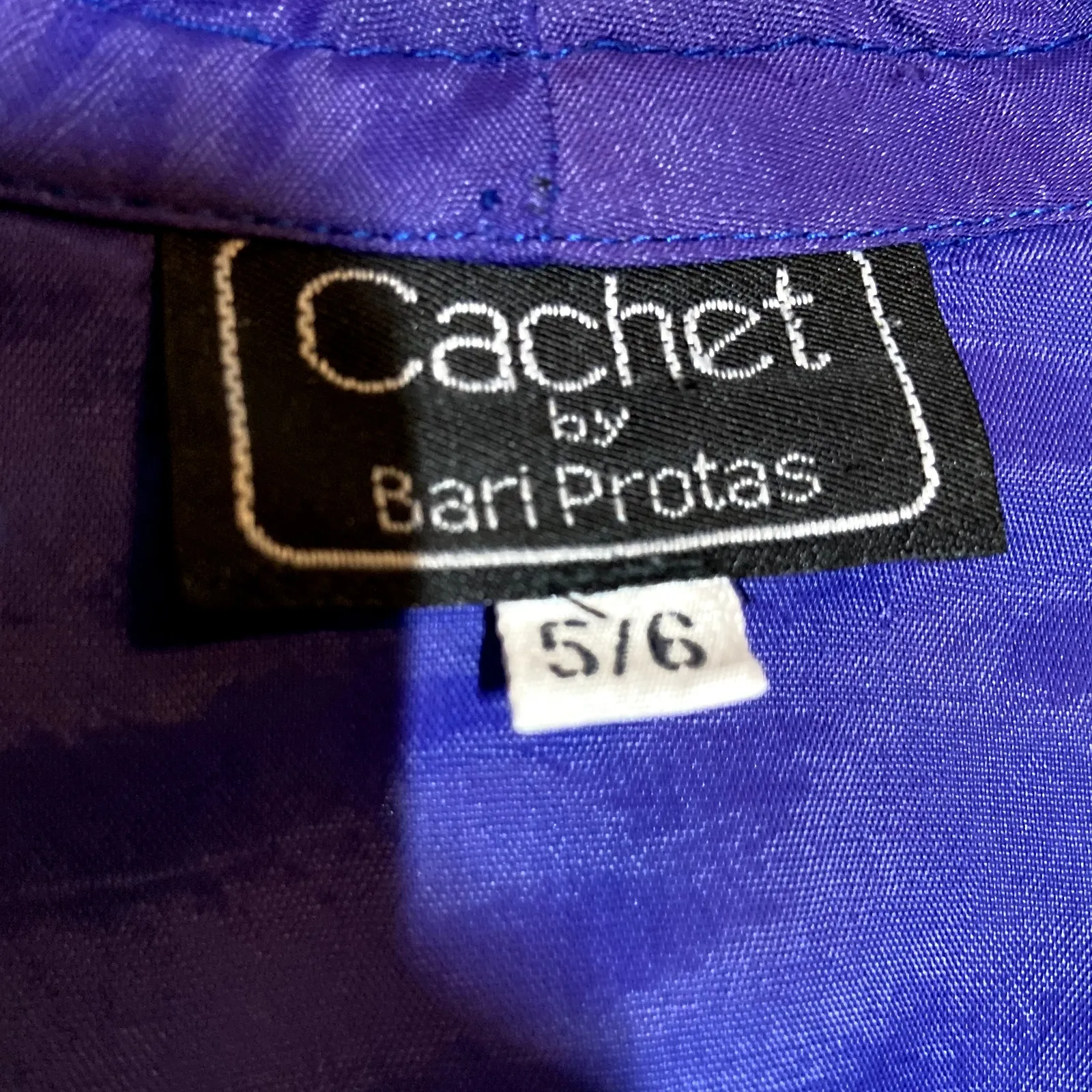 Vintage Cachet Bari Protas Jacket 80s Embellished Pearl Lace Floral Blue 5/6 - Image 4