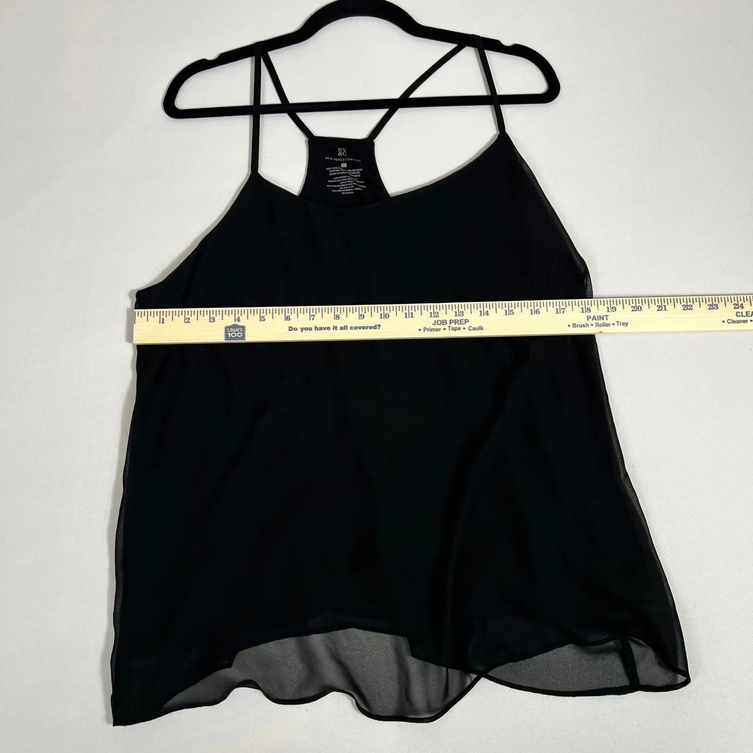 NY & Co Size Large Black Chiffon Tank Top‎ Sleeveless Blouse - Image 6