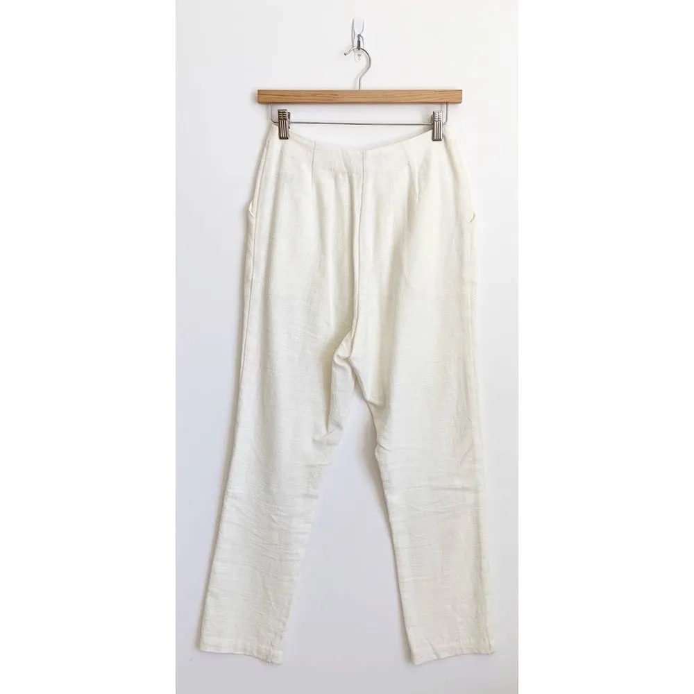 Antik Batik Pleat Front High Waisted Slim Straight Trouser White Size Small - Image 4