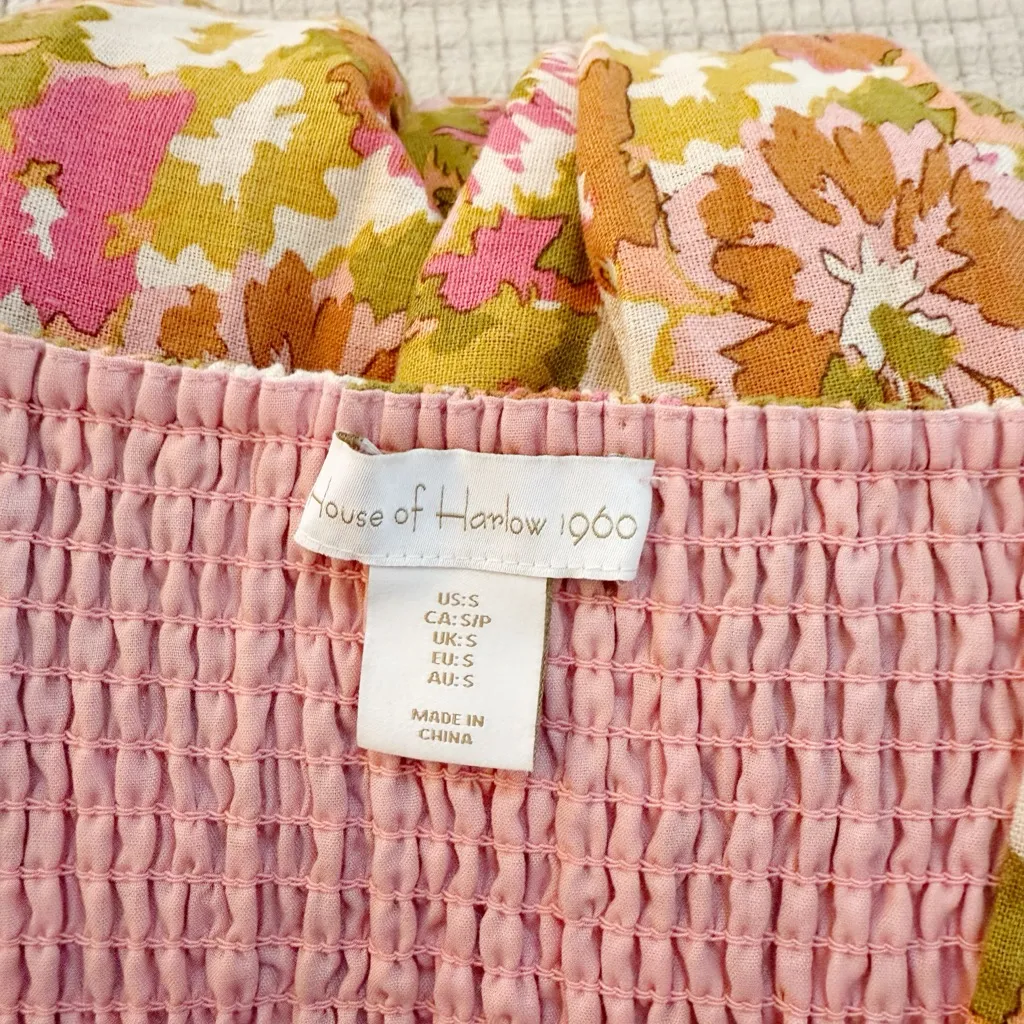 House of Harlow 1960 Linen Floral Print Maxi Dress Orange - Image 4