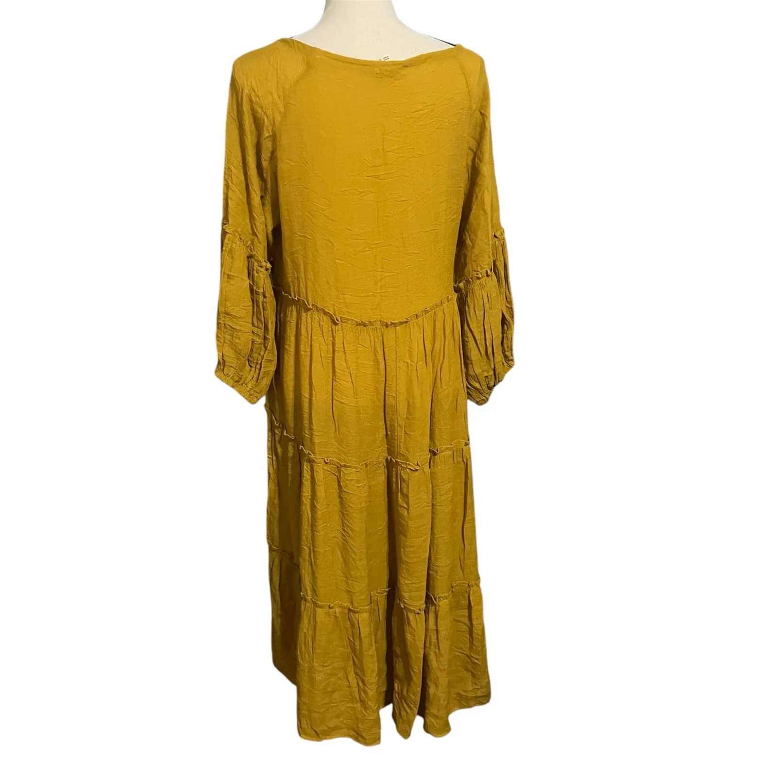 Easel Women's Yellow Tiered Maxi Dress Sz S Romance Boho Festival Prairie - Image 3