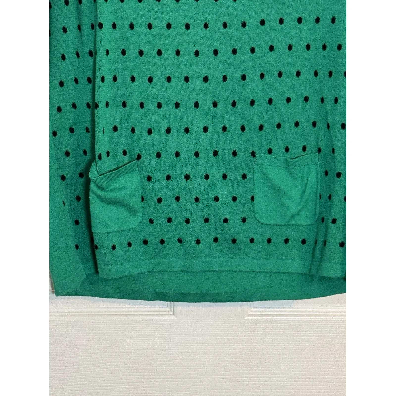 Loft Ann Taylor Green Polka Dot Sweater, Large - Image 2