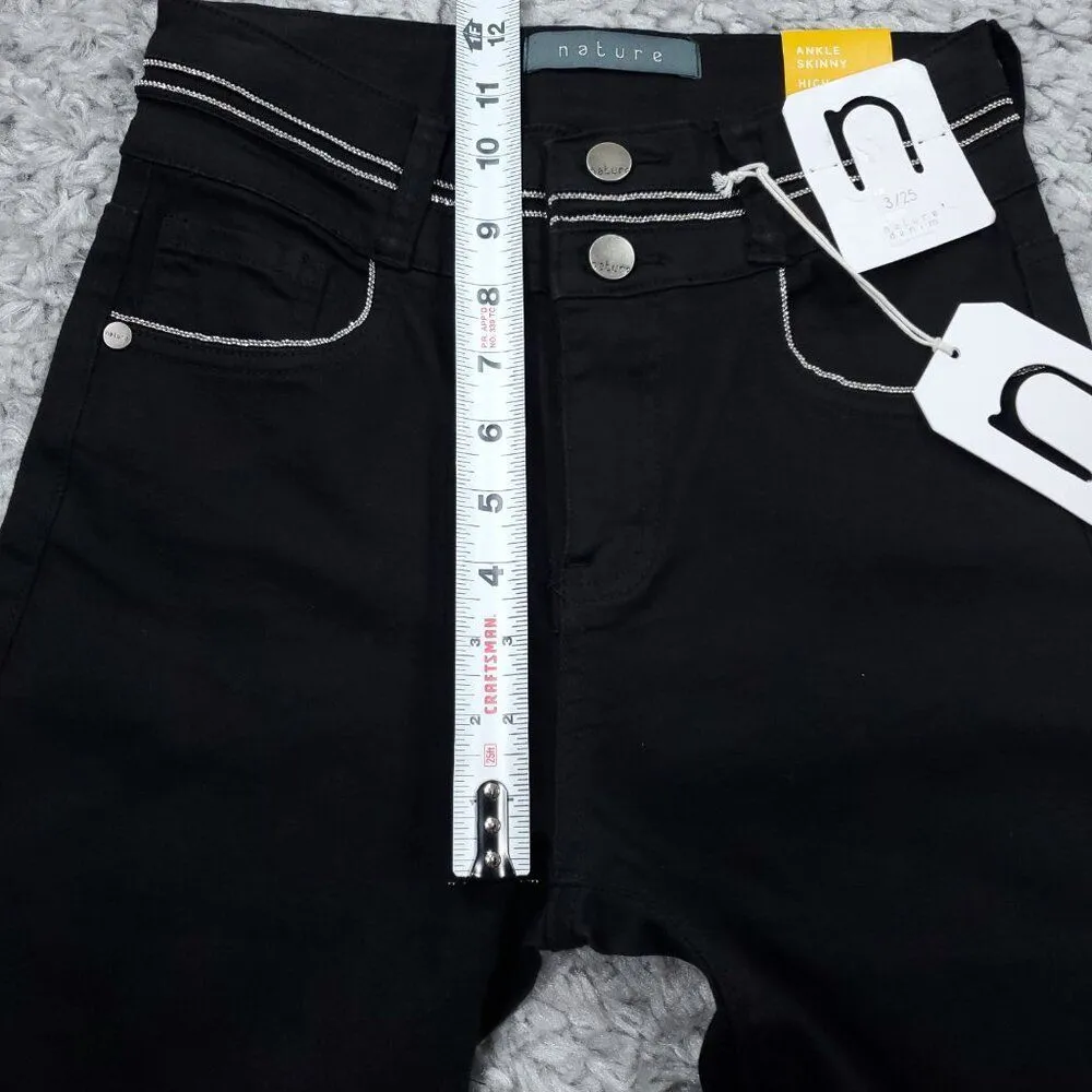 Nature Denim Kancan Ankle Skinny High Rise Jeans Chain Black Size 3 25 Stretch - Image 11
