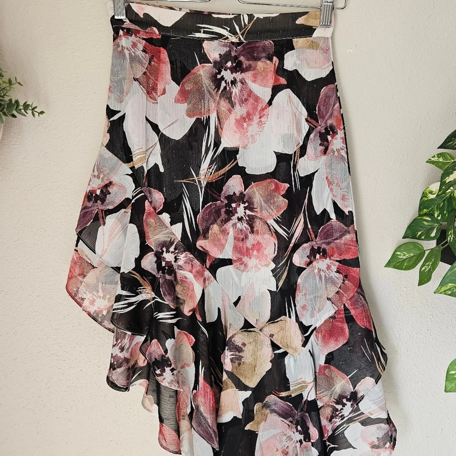 MISA Set‎ Franka Ruffle Asymmetrical Slit Skirt + Top in Flora Tropical Mix XS - Image 6